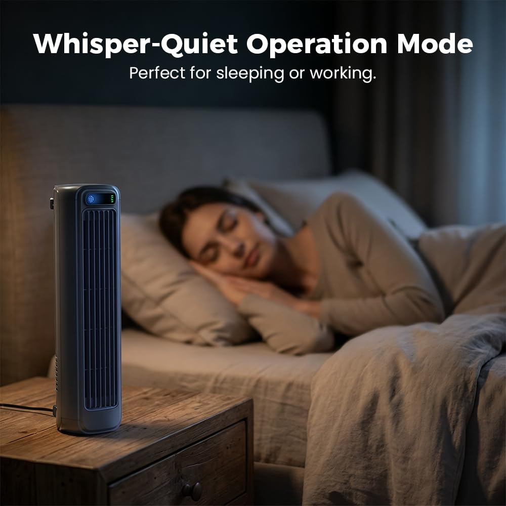 2026 New Summer Cooling Ace Portable Air conditioner, Upgrade Cooling Fan with 3 Speeds & LED Touch Screen, USB Charging Tower Fan for Bedroom Office Home (Grey)