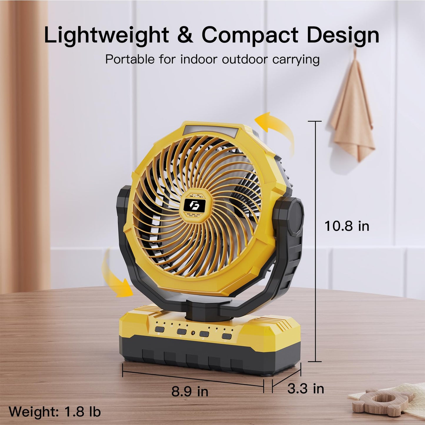 FRIZCOL 3-in-1 Camping Fan - Portable Fans Rechargeable - 24000mAh Battery Powered Fan with Light & Remote for Indoor, Outdoor, Tent, Travel, Fishing, Jobsite, Gifts for Men Dad Him - Orange