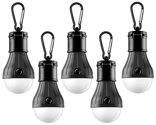 FLY2SKY Portable LED Tent Lamp Emergency Lights with Hook, Hurricane Bulb Lantern Equipment for Camping, Hiking, Backpacking, Fishing Outage, Multicolor, 4 Pack