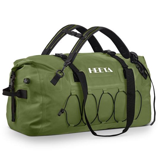 HEETA Waterproof Duffel Bag Motorcycle Dry Bag Backpack, 60L/80L Extra Large Rolltop Travel Duffle Bags with Straps & Handles for Kayaking Rafting Boating Canoeing Camping Gym Beach Cruise Ship