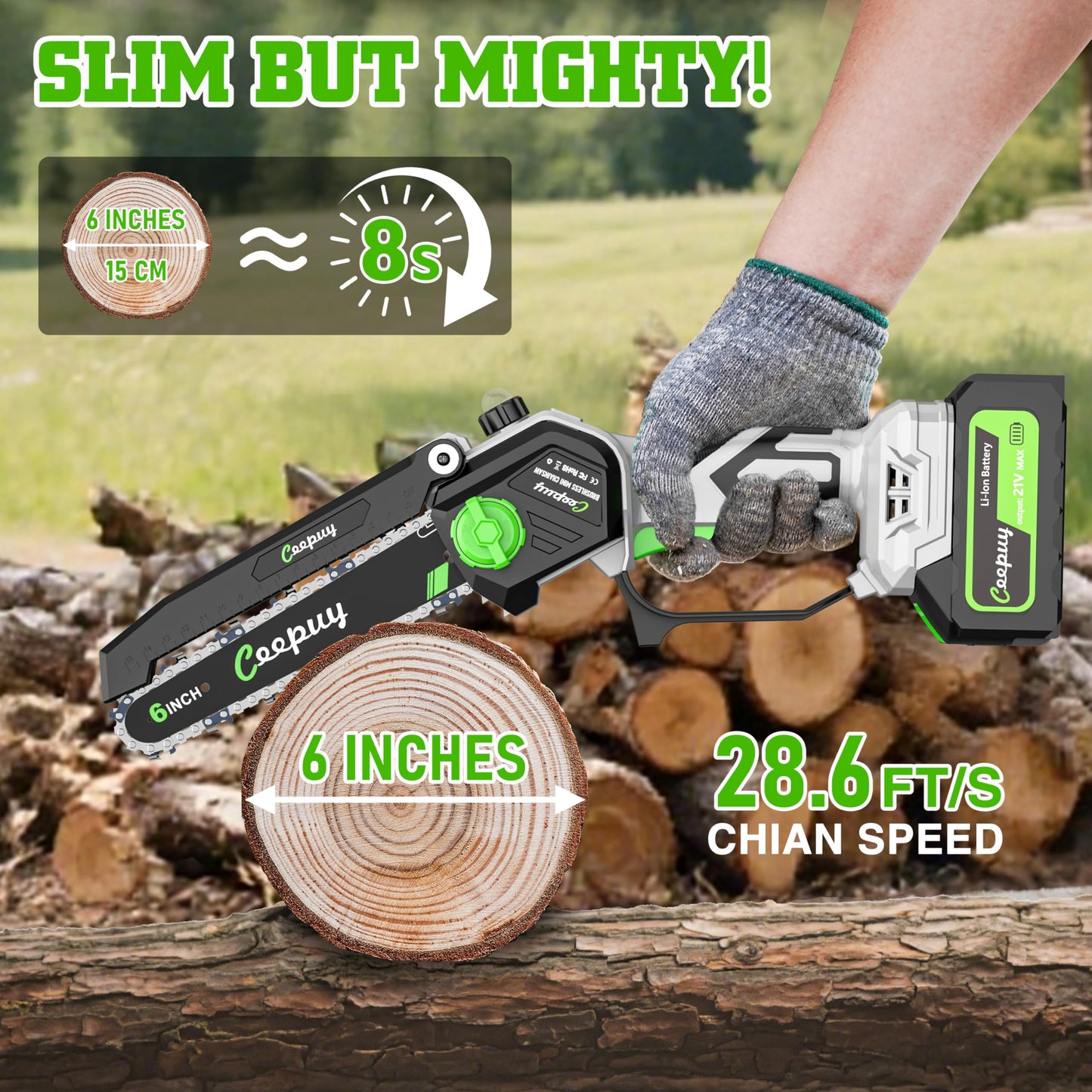 CEEPUY Mini Chainsaw Cordless,6 Inch Portable Electric Chainsaw with Automatic Oiler/Security Lock/Battery Powered Small Handheld Saw for Trees Branches Trimming,Wood Cutting, Gifts for Men Women