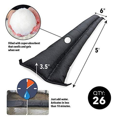 Quick Dam Water Activated 5ft Flood Barrier, Pack of 2