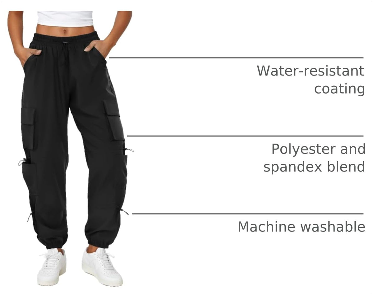 COPYLEAF Parachute Cargo Pants Women with 6 Pockets Quick Dry Hiking Pants
