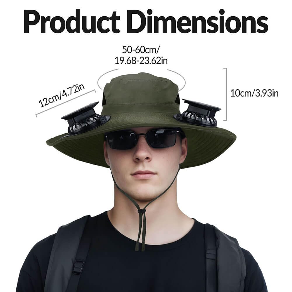 Solar Powered Fan Hat for Men Women Wide Brim Hat with 2 Fans UPF 50+ Outdoor Fishing Beach Sun Hat