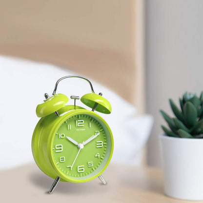 Peakeep 4 Inches Twin Bell Loud Alarm Clock for Heavy Sleepers, Backlight, Battery Operated Old Fashioned Alarm Clock for Bedrooms (3D-Dial, Black)