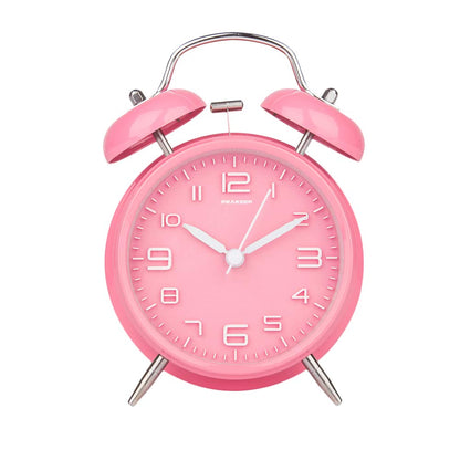 Peakeep 4 Inches Twin Bell Loud Alarm Clock for Heavy Sleepers, Backlight, Battery Operated Old Fashioned Alarm Clock for Bedrooms (3D-Dial, Black)