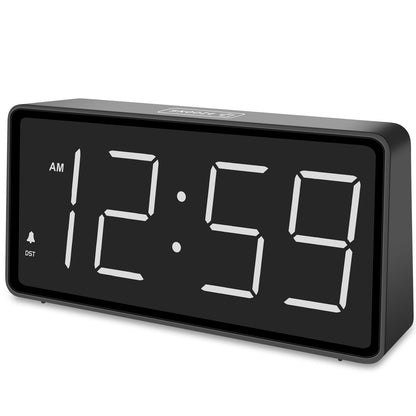 Peakeep Battery Operated Digital Alarm Clock for Bedrooms Cordless - Auto/Manual Dimmer, Volume Adjustable, Large Big Numbers Display, Dual Power Supply