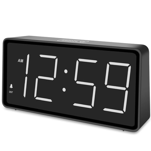Peakeep Battery Operated Digital Alarm Clock for Bedrooms Cordless - Auto/Manual Dimmer, Volume Adjustable, Large Big Numbers Display, Dual Power Supply
