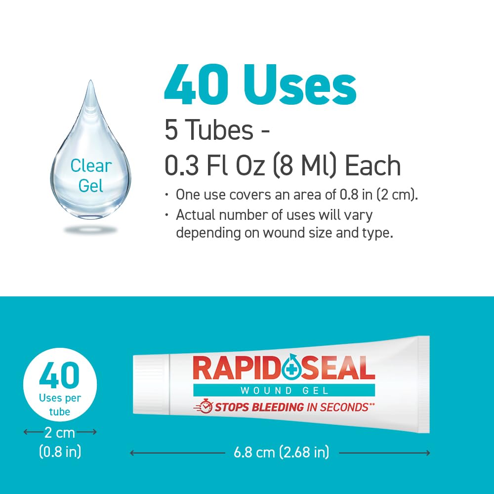 Rapid-Seal Hemostatic Wound Gel, 2 Tube, Stops Bleeding in Seconds