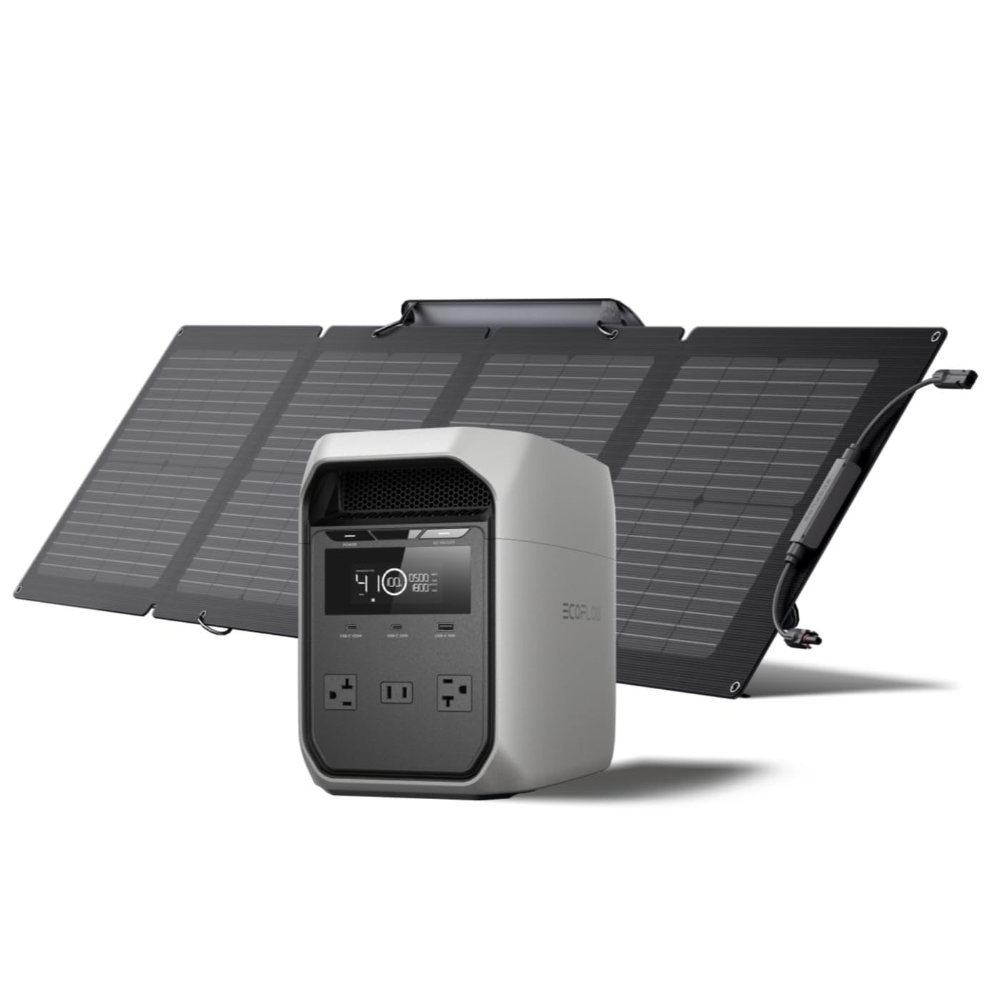 EF ECOFLOW Solar Generator Delta 2 with 220W Solar Panel, 1024Wh LFP(LiFePO4) Battery, 1800W AC/100W USB-C Output, Fast Charging Portable Power Station for Home Backup Power, Camping & RVs