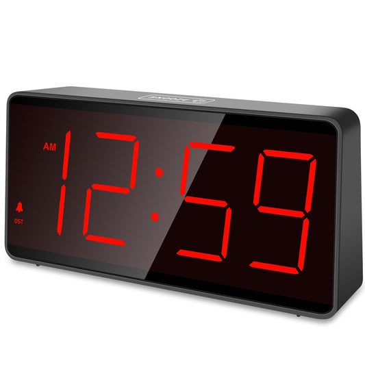 Peakeep Battery Operated Digital Alarm Clock for Bedrooms Cordless - Auto/Manual Dimmer, Volume Adjustable, Large Big Numbers Display, Dual Power Supply