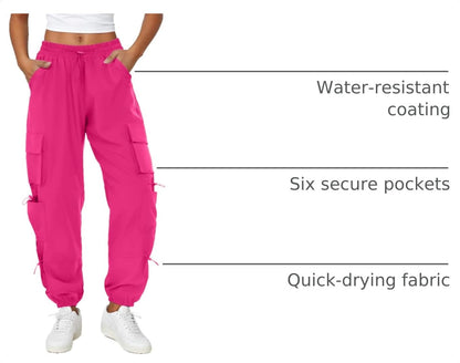 COPYLEAF Parachute Cargo Pants Women with 6 Pockets Quick Dry Hiking Pants