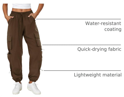 COPYLEAF Parachute Cargo Pants Women with 6 Pockets Quick Dry Hiking Pants