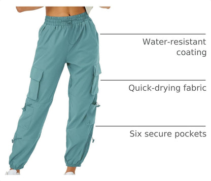COPYLEAF Parachute Cargo Pants Women with 6 Pockets Quick Dry Hiking Pants