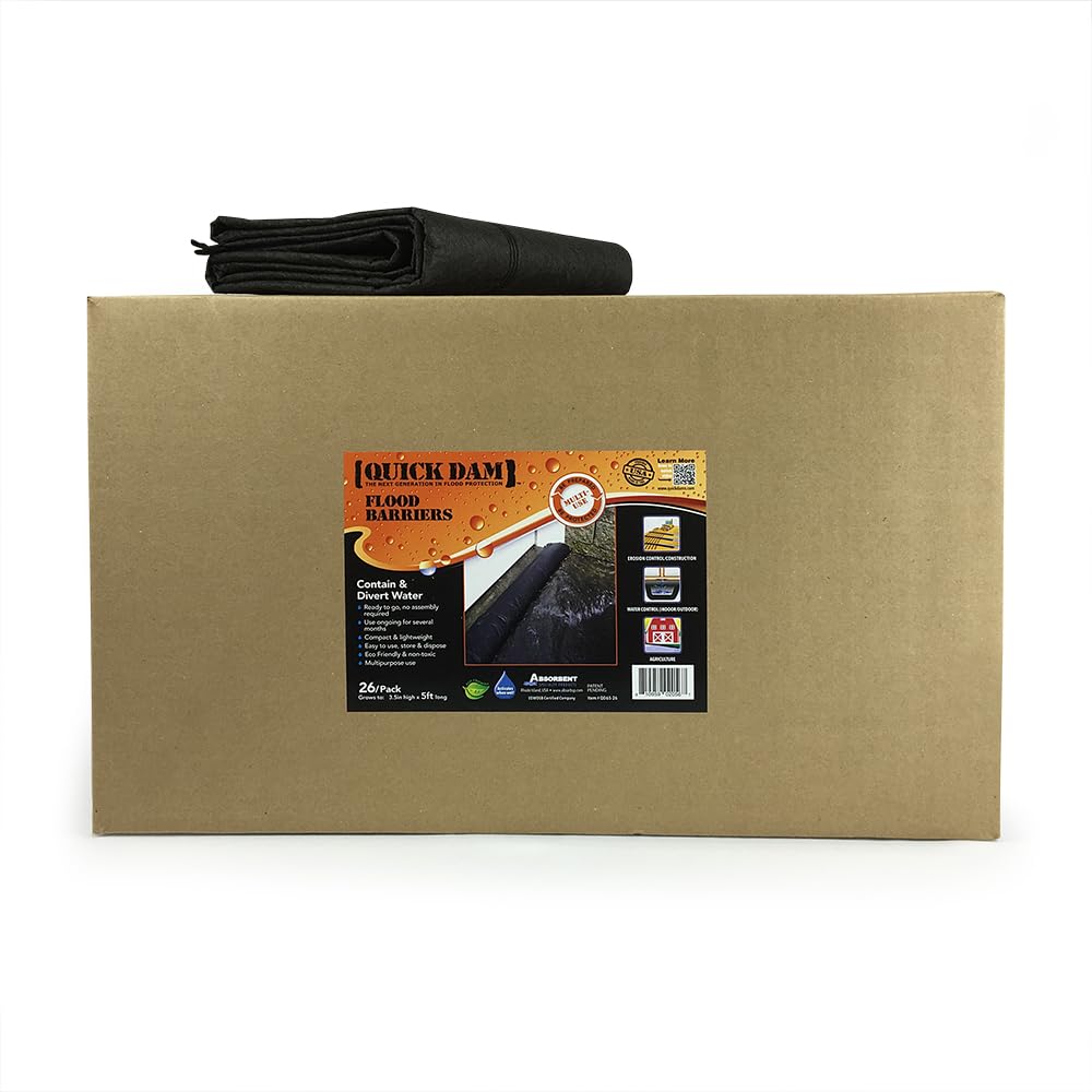 Quick Dam Water Activated 5ft Flood Barrier, Pack of 2