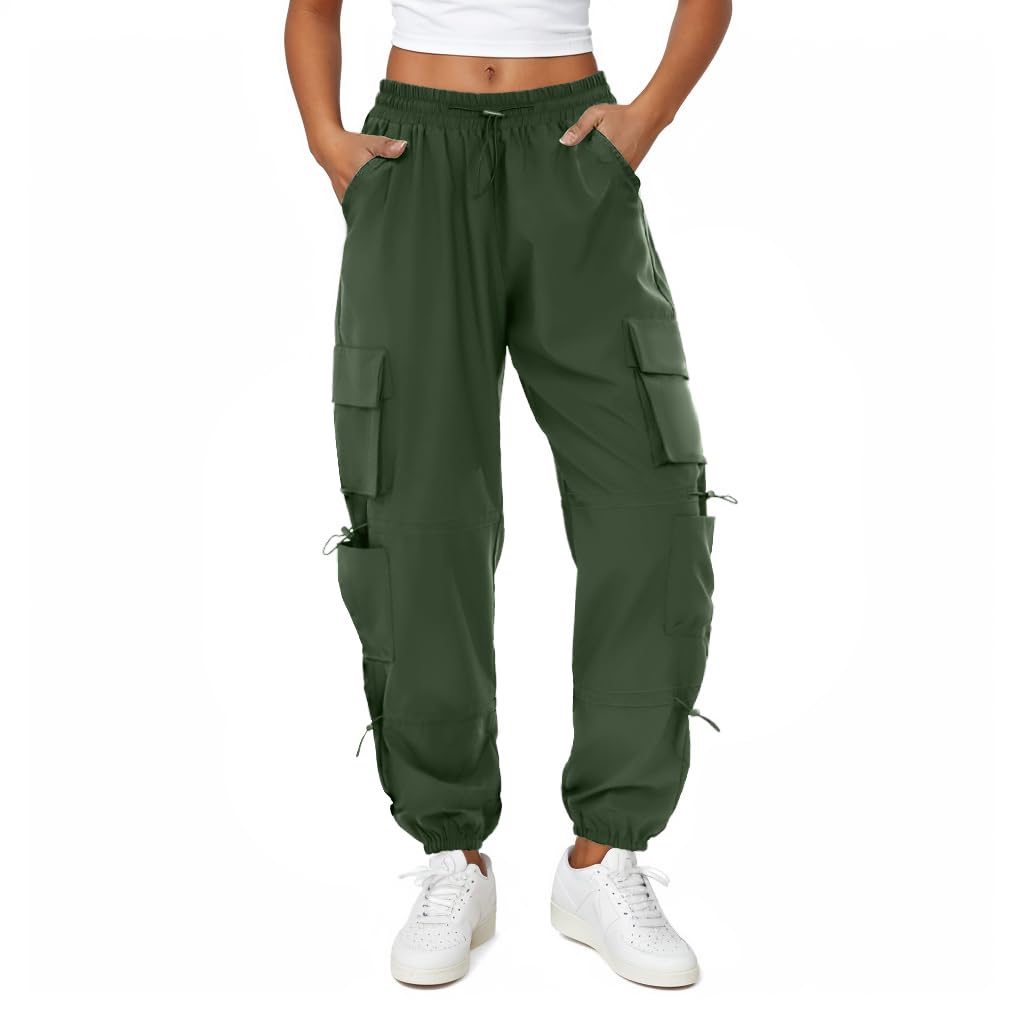 COPYLEAF Parachute Cargo Pants Women with 6 Pockets Quick Dry Hiking Pants