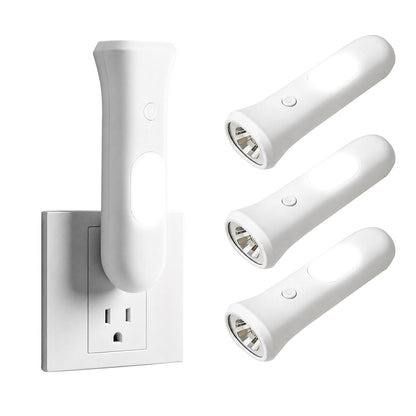 ROSSEX 4 in 1 Emergency Lights for Home Power Failure, 3 Pcs Rechargeable LED Flashlight Plug in Wall, Automatic Turn-On Power Outage Night Light Flashlight for Hurricane Preparedness Items