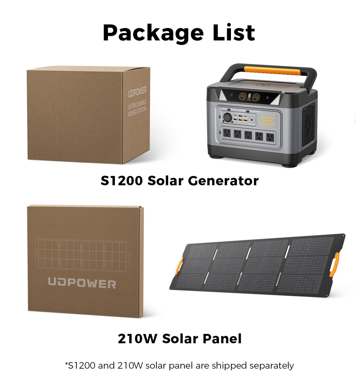 UDPOWER S1200 Solar Generator Kit, 1190Wh, 1200W, with 120W Panel