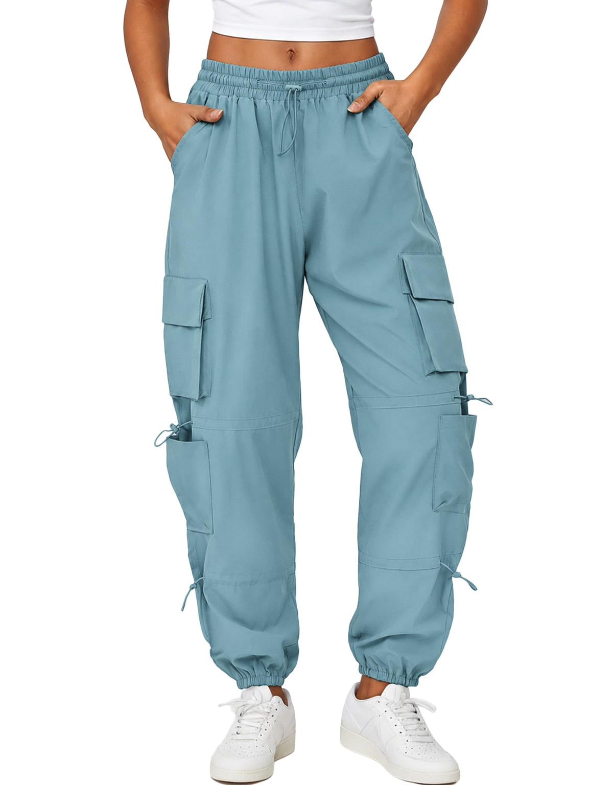 COPYLEAF Parachute Cargo Pants Women with 6 Pockets Quick Dry Hiking Pants