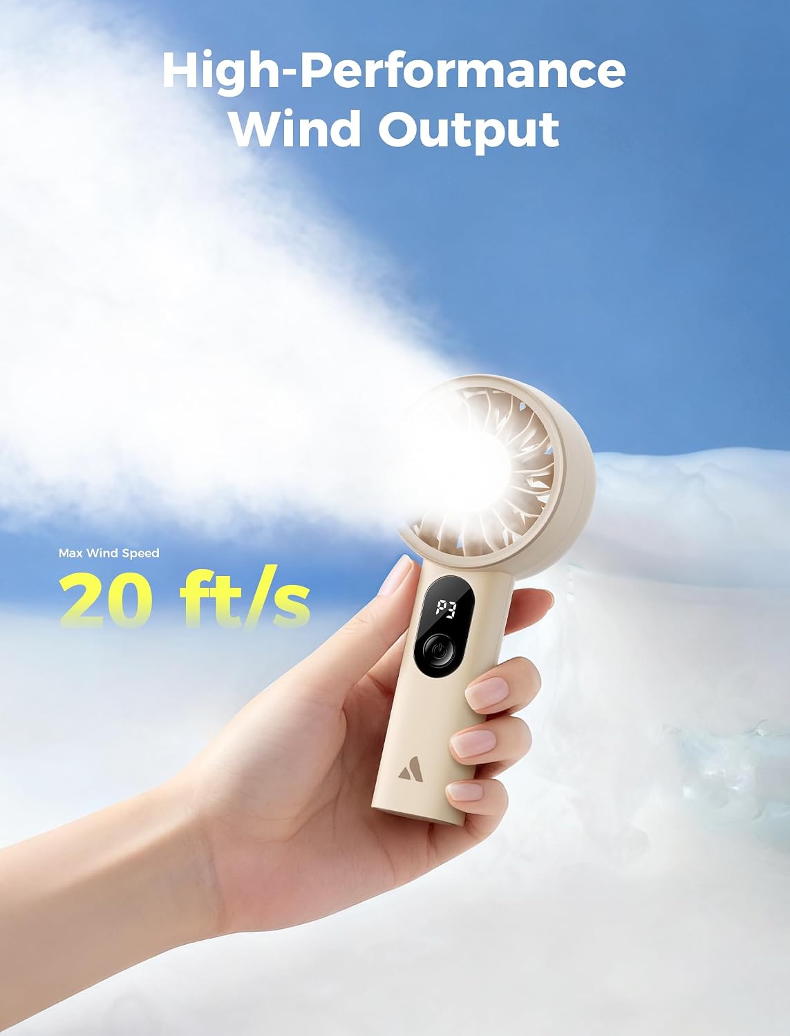 Aecooly Mighty Portable Fan, Powerful Handheld Fan, USB Rechargeable