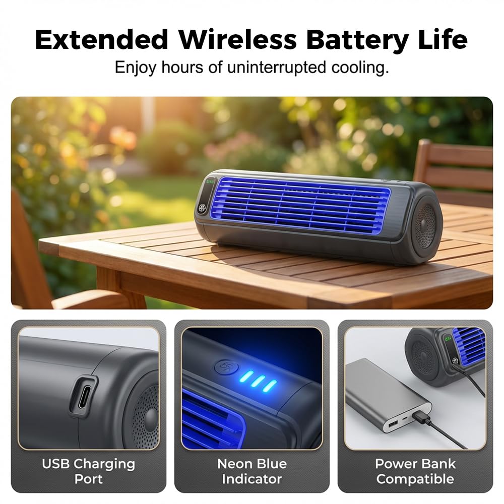 2026 New Summer Cooling Ace Portable Air conditioner, Upgrade Cooling Fan with 3 Speeds & LED Touch Screen, USB Charging Tower Fan for Bedroom Office Home (Grey)