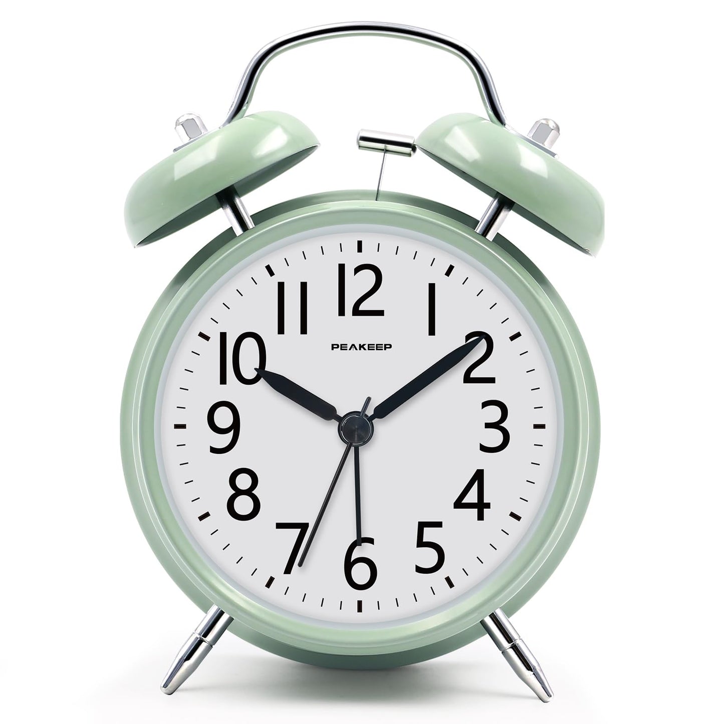 Peakeep 4 Inches Twin Bell Loud Alarm Clock for Heavy Sleepers, Backlight, Battery Operated Old Fashioned Alarm Clock for Bedrooms (3D-Dial, Black)
