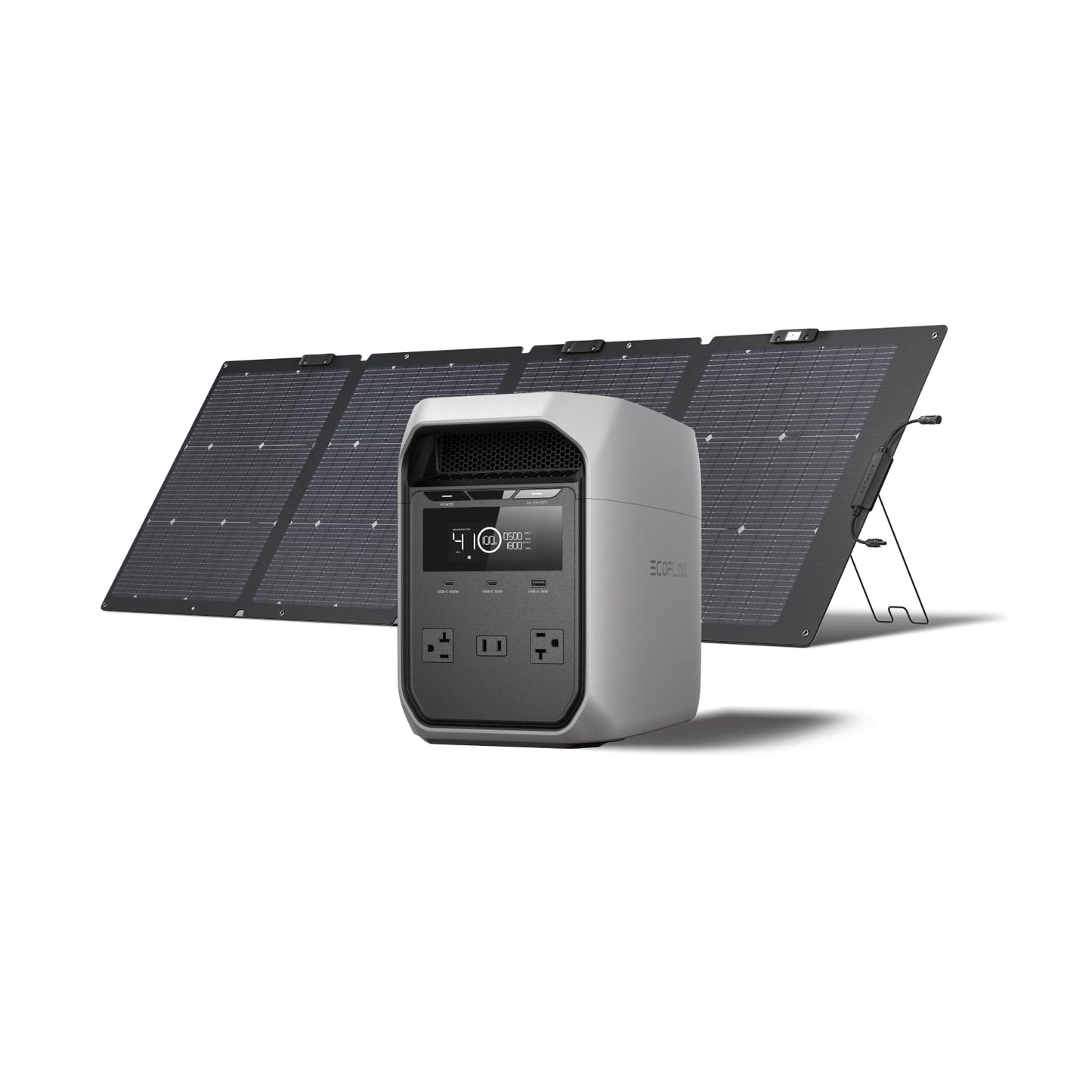 EF ECOFLOW Solar Generator Delta 2 with 220W Solar Panel, 1024Wh LFP(LiFePO4) Battery, 1800W AC/100W USB-C Output, Fast Charging Portable Power Station for Home Backup Power, Camping & RVs