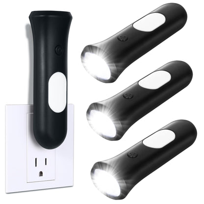 ROSSEX 4 in 1 Emergency Lights for Home Power Failure, 3 Pcs Rechargeable LED Flashlight Plug in Wall, Automatic Turn-On Power Outage Night Light Flashlight for Hurricane Preparedness Items