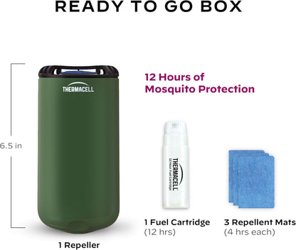 Thermacell Fuel-ZoneGuard Base Fuel Powered Mosquito Repeller; 15-Foot Zone of Scientifically Proven Outdoor Protection; Patio Shield; 12-Hr Refill; DEET-Free; Bug Spray Alternative; Glacial Blue
