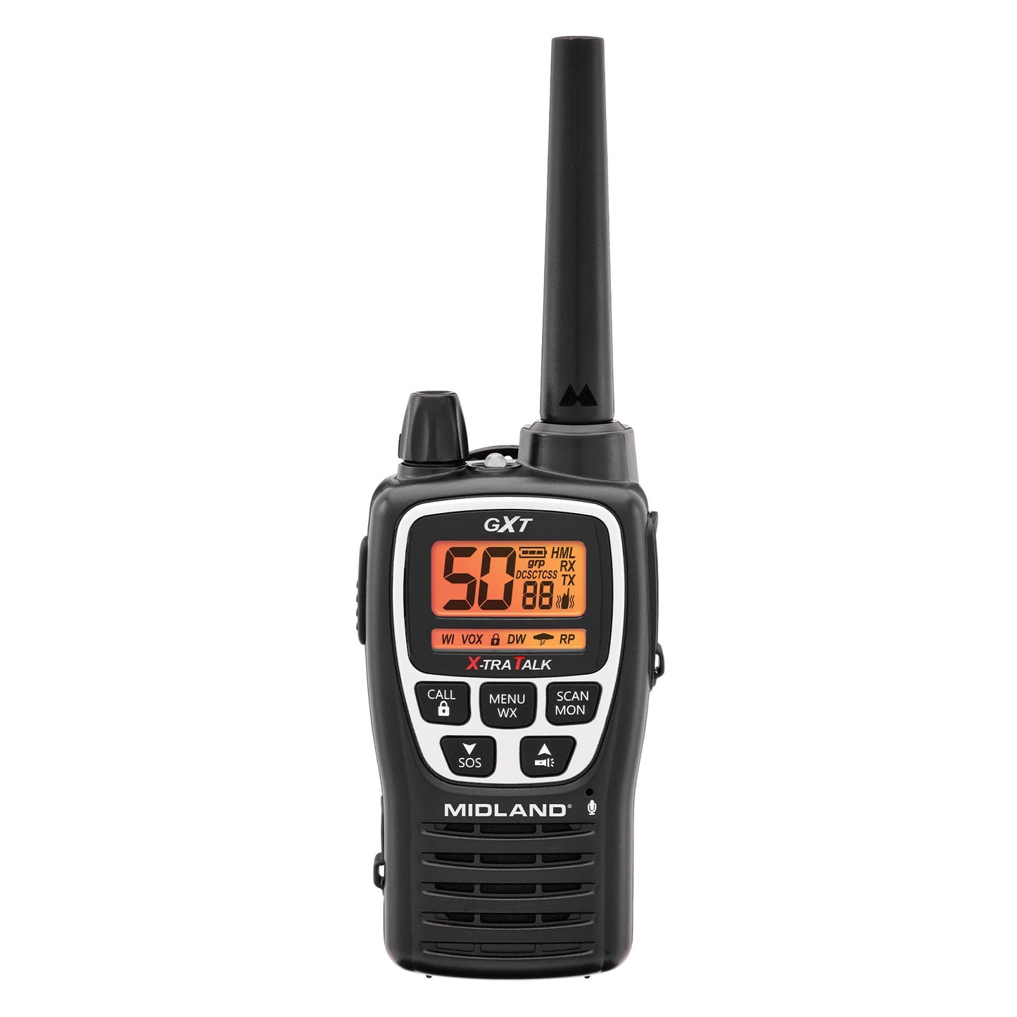 Midland GXT1000X3VP4 GMRS Two-Way Radio (50-Channel, Long Range, 142 Privacy Codes, SOS, NOAA, Rechargeable Nickle Battery, Black/Silver, 3-Pack)