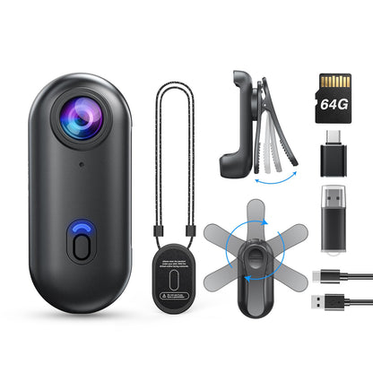 BOBLOV W4 4K Mini Body Camera,128G Wearable Camera with 360°Rotatable Clip & Magnetic Clip, Thumb Size, 96 Minutes for Recording, Easy to Use for Lecture, Traveling, Pet Walking and Outdoors