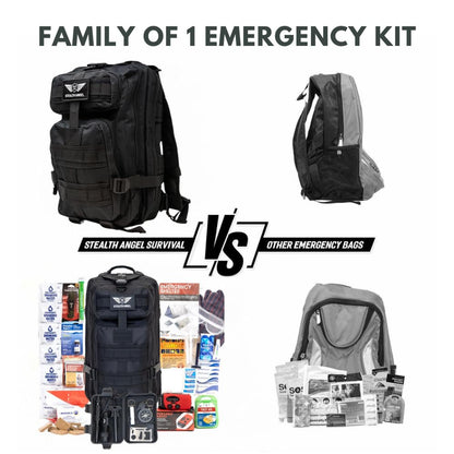 Stealth Angel Survival - 72 Hour Family Emergency Kit - 1-5 Person Survival Bag for Earthquakes, Hurricanes, and Other Natural Disasters