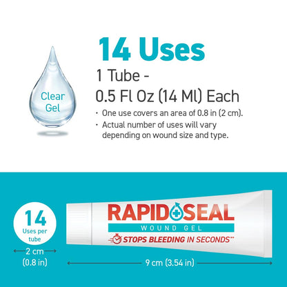Rapid-Seal Hemostatic Wound Gel, 2 Tube, Stops Bleeding in Seconds