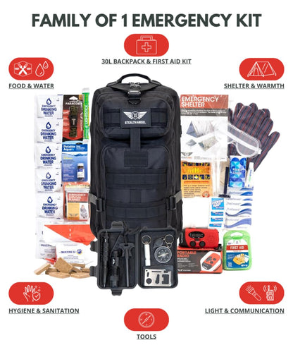 Stealth Angel Survival - 72 Hour Family Emergency Kit - 1-5 Person Survival Bag for Earthquakes, Hurricanes, and Other Natural Disasters