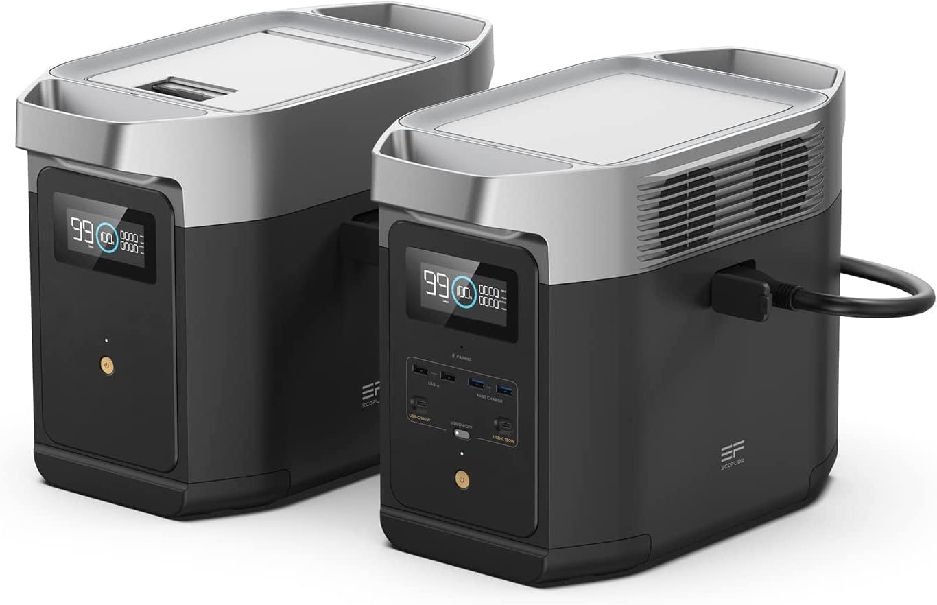 EF ECOFLOW Solar Generator Delta 2 with 220W Solar Panel, 1024Wh LFP(LiFePO4) Battery, 1800W AC/100W USB-C Output, Fast Charging Portable Power Station for Home Backup Power, Camping & RVs