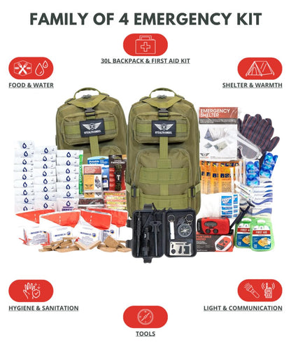 Stealth Angel Survival - 72 Hour Family Emergency Kit - 1-5 Person Survival Bag for Earthquakes, Hurricanes, and Other Natural Disasters