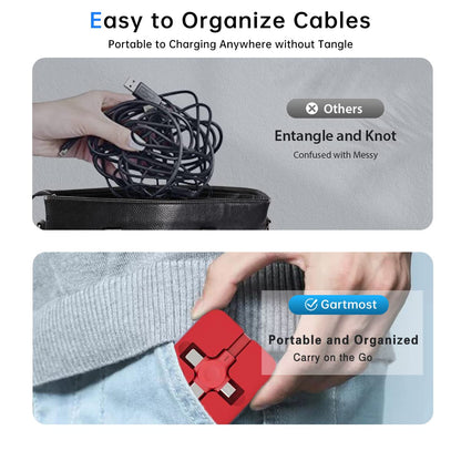 Gartmost 4 Pcs 3 in 1 Retractable Multi Fast Chargers Cable Bulk (3.28FT) with USB C/Micro USB/L and Phone Stand, Compatible with iPhone 17/16/15/14/13/12/11/10/9/8/Android/Tablet