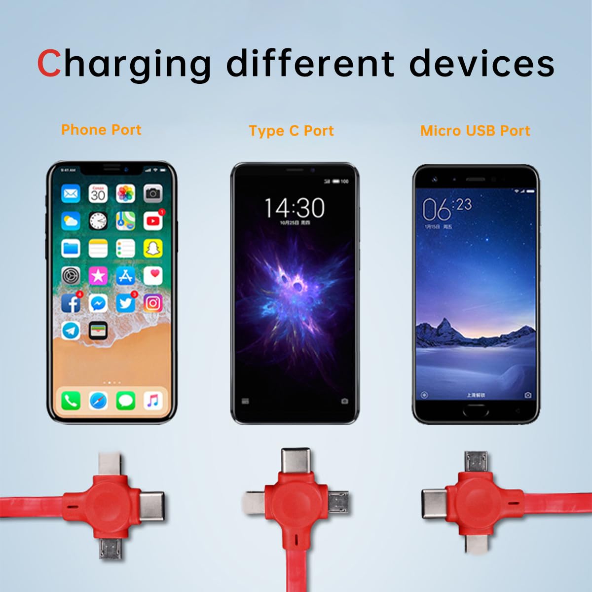 Gartmost 4 Pcs 3 in 1 Retractable Multi Fast Chargers Cable Bulk (3.28FT) with USB C/Micro USB/L and Phone Stand, Compatible with iPhone 17/16/15/14/13/12/11/10/9/8/Android/Tablet
