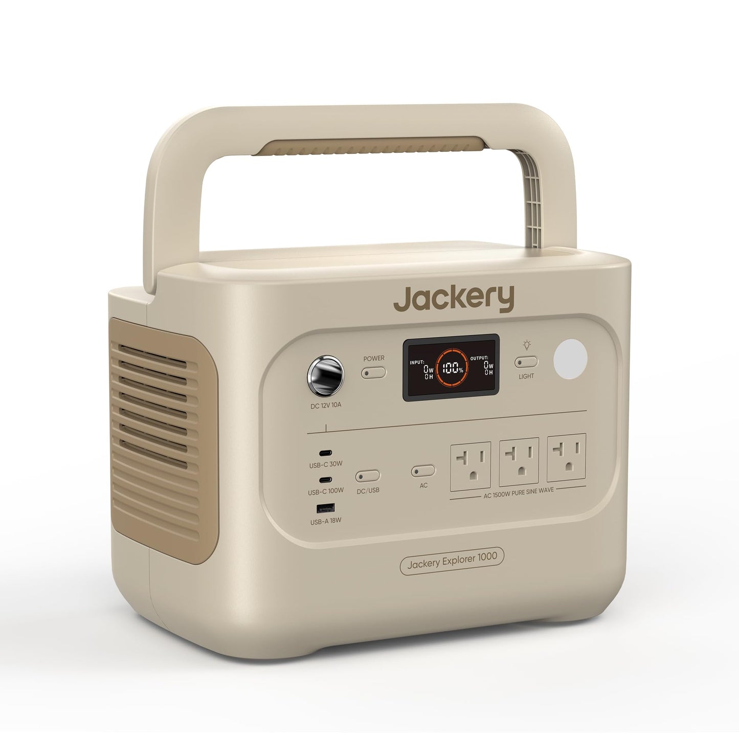 Jackery Explorer 1000 v2 Portable Power Station,1070Wh LiFePO4 Battery,1500W AC/100W USB-C Output, 1 Hr Fast Charge, Solar Generator for Camping,Emergency, RV, Off-Grid Living(Dune White)