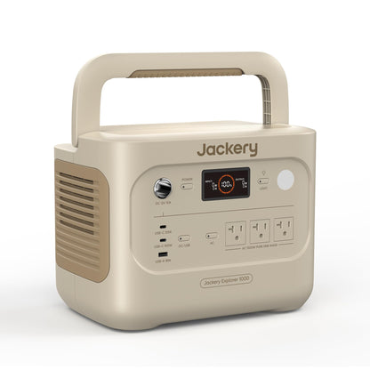 Jackery Explorer 1000 v2 Portable Power Station,1070Wh LiFePO4 Battery,1500W AC/100W USB-C Output, 1 Hr Fast Charge, Solar Generator for Camping,Emergency, RV, Off-Grid Living(Dune White)