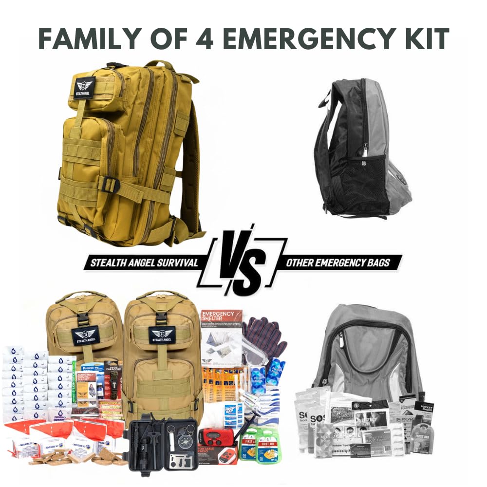 Stealth Angel Survival - 72 Hour Family Emergency Kit - 1-5 Person Survival Bag for Earthquakes, Hurricanes, and Other Natural Disasters