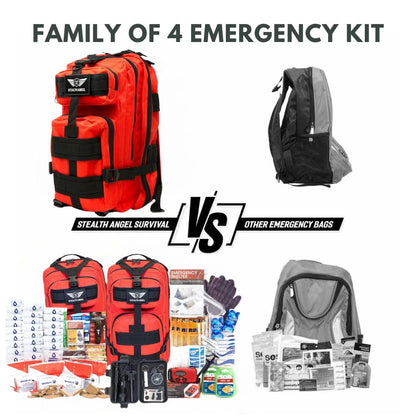 Stealth Angel Survival - 72 Hour Family Emergency Kit - 1-5 Person Survival Bag for Earthquakes, Hurricanes, and Other Natural Disasters