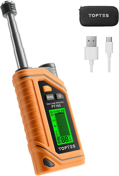 TopTes PT760 Rechargeable Gas Detector with 12-in. Probe, %LEL Detection & Flashlight