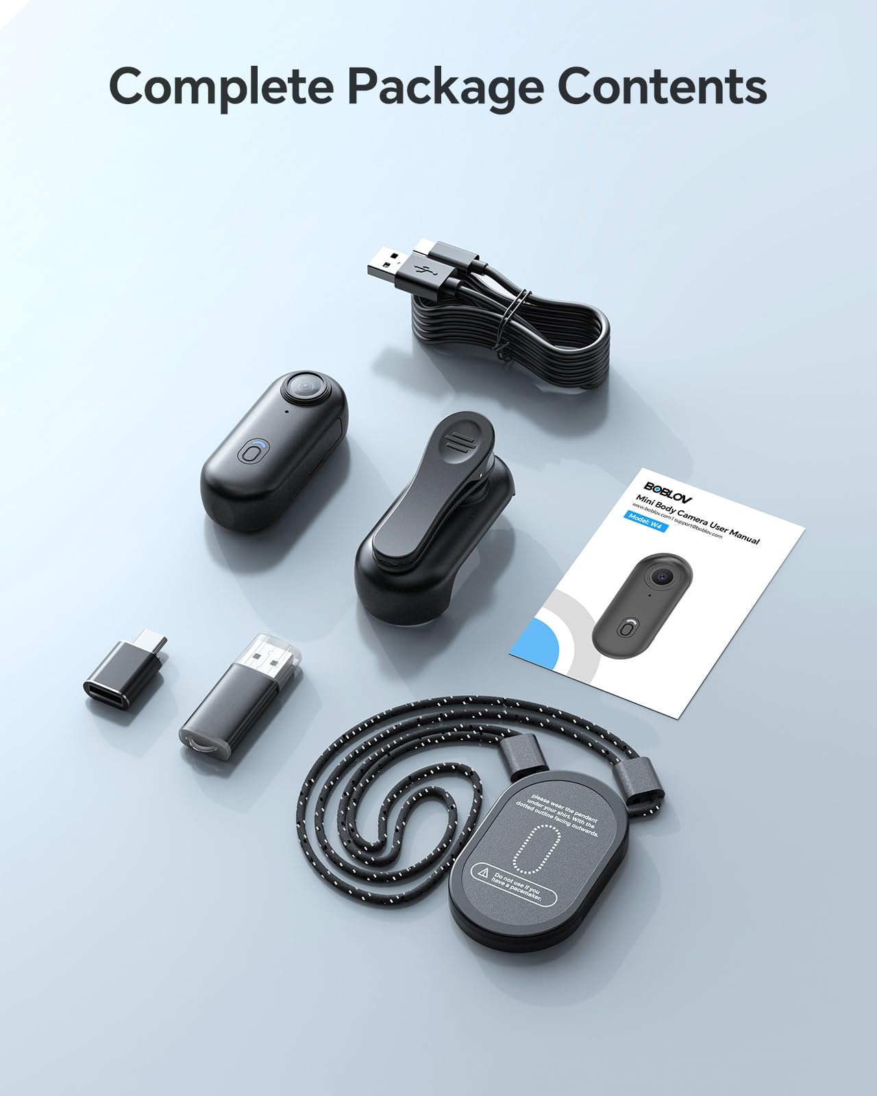 BOBLOV W4 4K Mini Body Camera,128G Wearable Camera with 360°Rotatable Clip & Magnetic Clip, Thumb Size, 96 Minutes for Recording, Easy to Use for Lecture, Traveling, Pet Walking and Outdoors