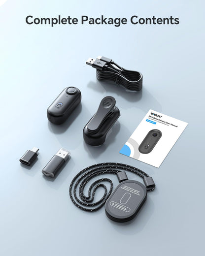 BOBLOV W4 4K Mini Body Camera,128G Wearable Camera with 360°Rotatable Clip & Magnetic Clip, Thumb Size, 96 Minutes for Recording, Easy to Use for Lecture, Traveling, Pet Walking and Outdoors