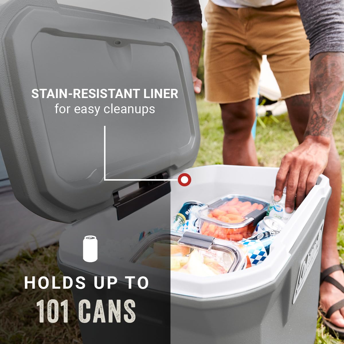 Coleman Classic Series Insulated Portable Rolling Cooler with Wheels, Leak-Resistant Outdoor Hard Cooler Keeps Ice up to 5 Days, 100-Quart