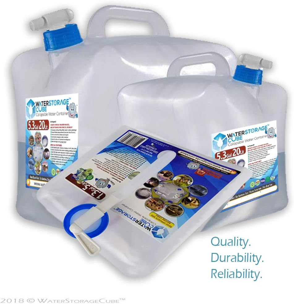 WaterStorageCube Collapsible Water Container with Spigot (5.3 Gal (2-Pack))