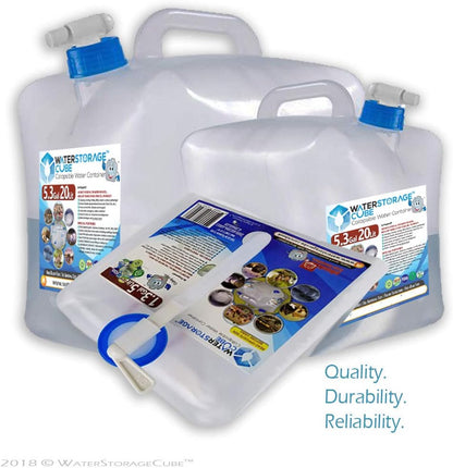 WaterStorageCube Collapsible Water Container with Spigot (5.3 Gal (2-Pack))
