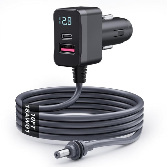 Starlink Mini Car Adapter 10FT 3-in-1 Cable & 12V-24V Adapter with Display | Starlink-Mini 12V Adapters for Cars, Trucks, RVs | USB-C PD 36W & USB-A QC 18W | Waterproof