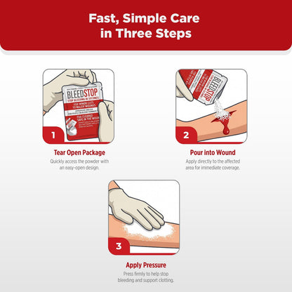 BleedStop First-Aid Powder, 4 × 15 g Pouches